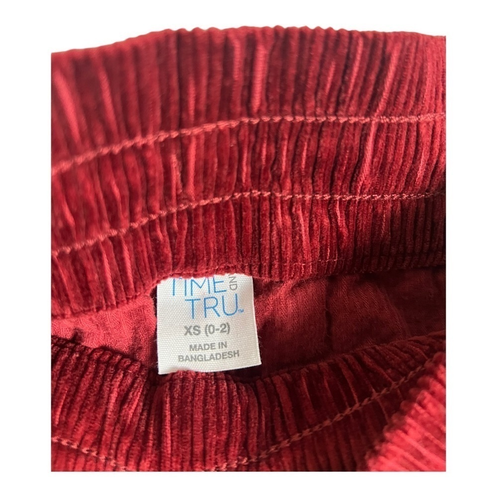Time And Tru Corduroy Ruby Burgundy Pant With Adjustable Waist String Size 0-2 - Picture 4 of 10